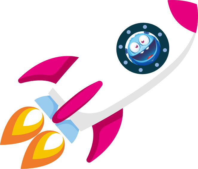 razzo spaziale con a bordo il mostro blu Bulgari