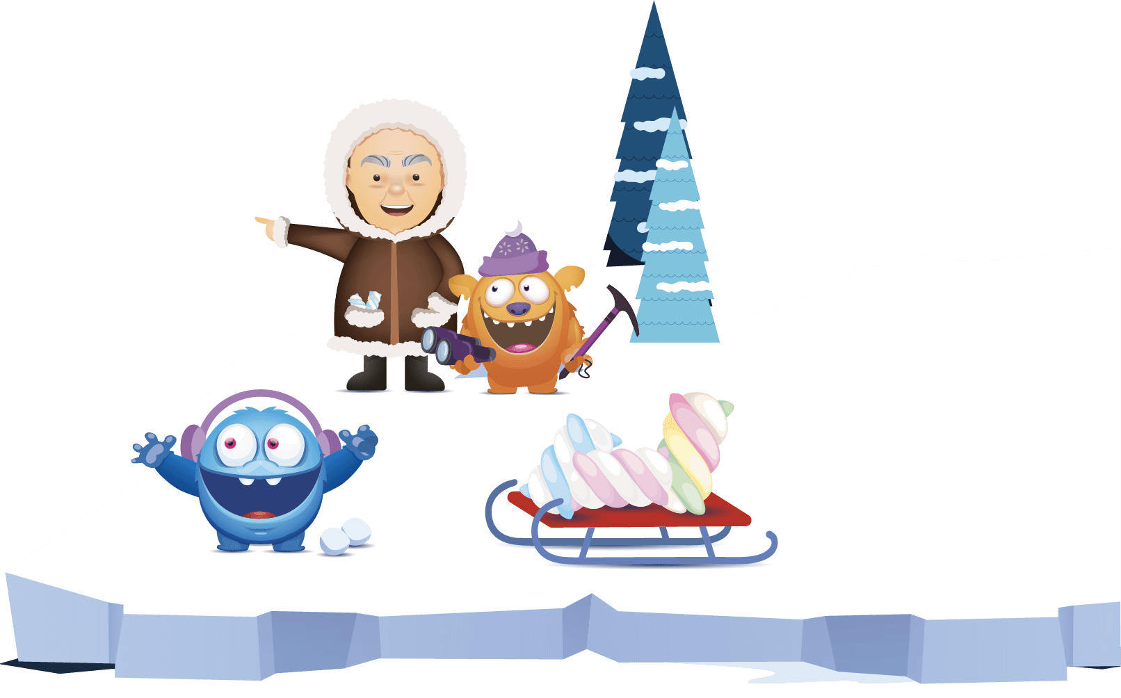 Adversting Bulgari Agostino - scena con mostri e Agostino al polo sud